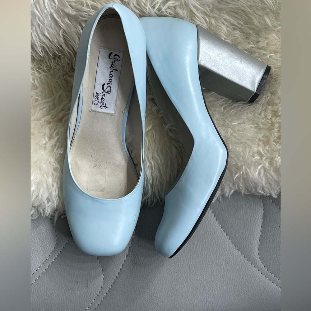 Chic Blue and Silver Heels with Pointed Toe